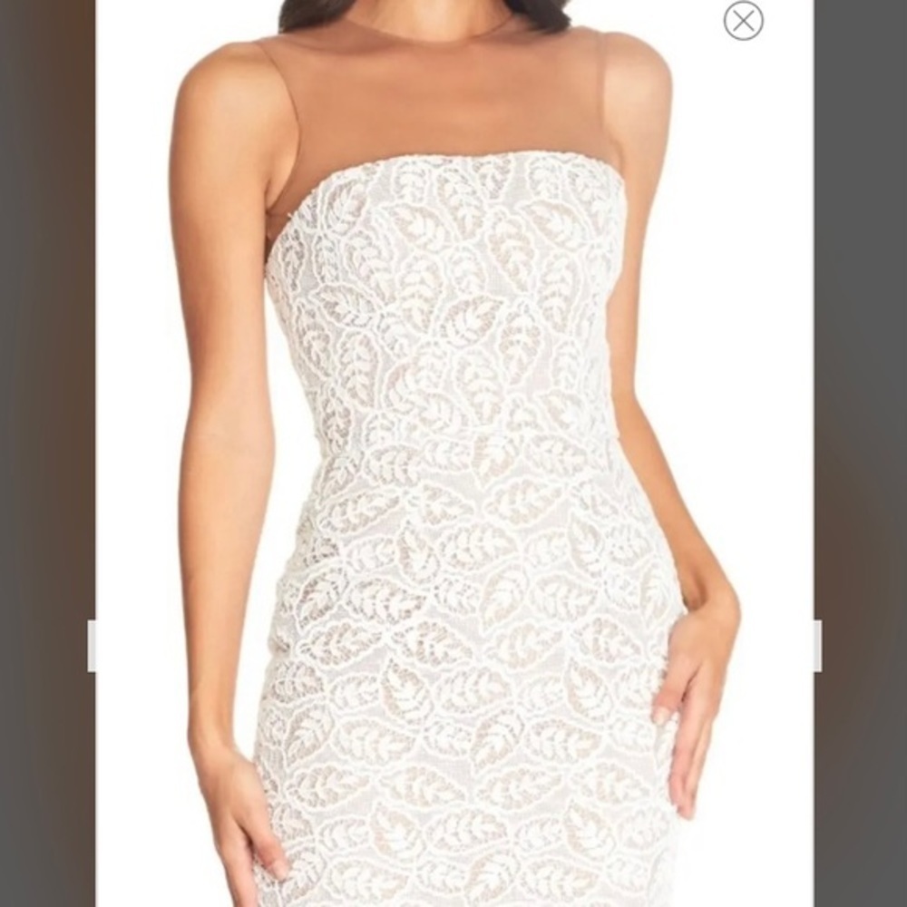 DRESS THE POPULATION Tegan Bodycon Cocktail Dress in Off White - Picture 3 of 13